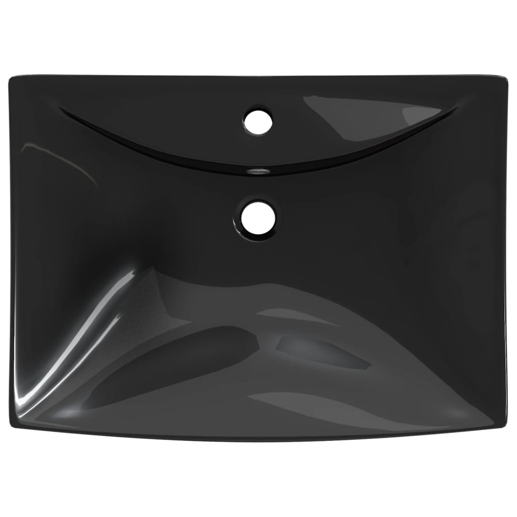vidaXL Sink with Overflow and Faucet Hole Rectangular Ceramic