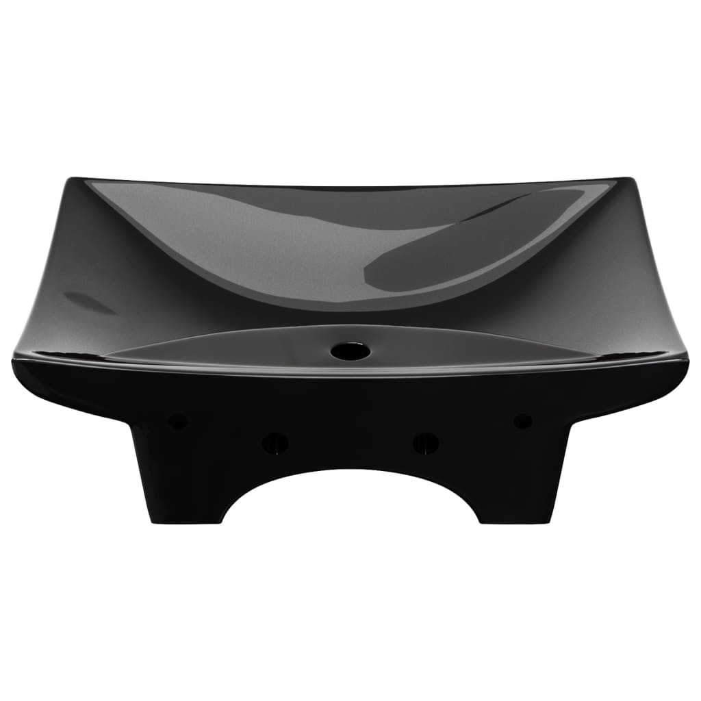 vidaXL Sink with Overflow and Faucet Hole Rectangular Ceramic