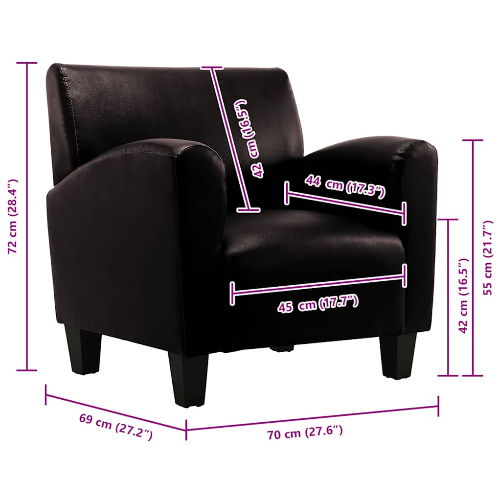 vidaXL Armchair faux leather dark brown