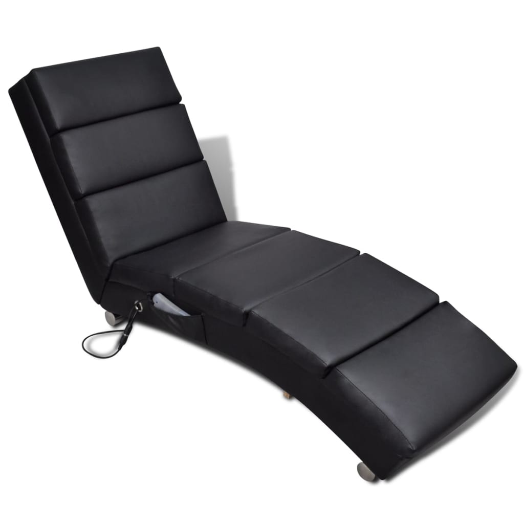 vidaXL Massage Lounger Artificial Leather Black