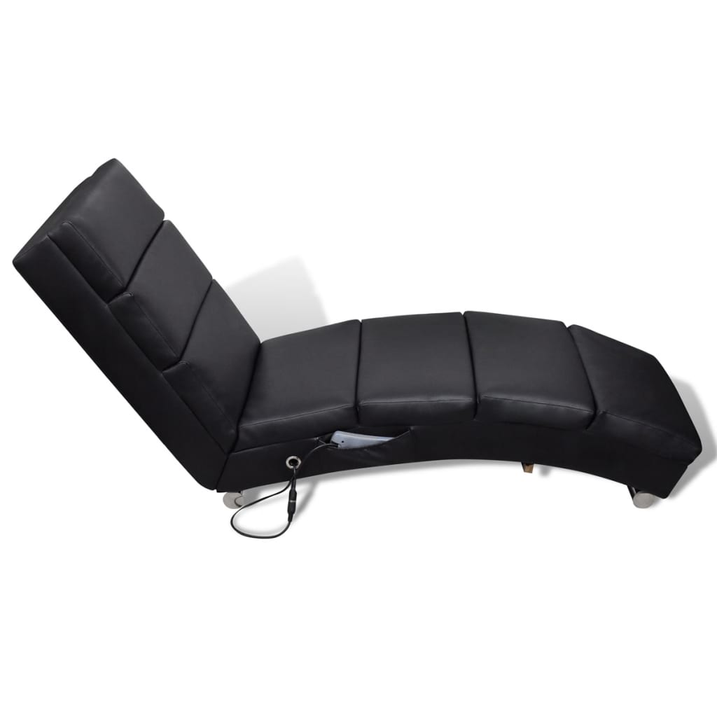 vidaXL Massage Lounger Artificial Leather Black