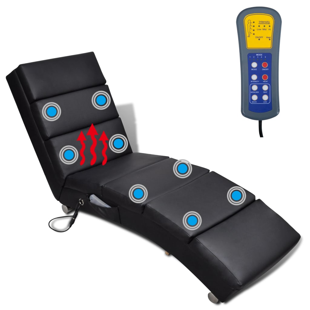vidaXL Massage Lounger Artificial Leather Black