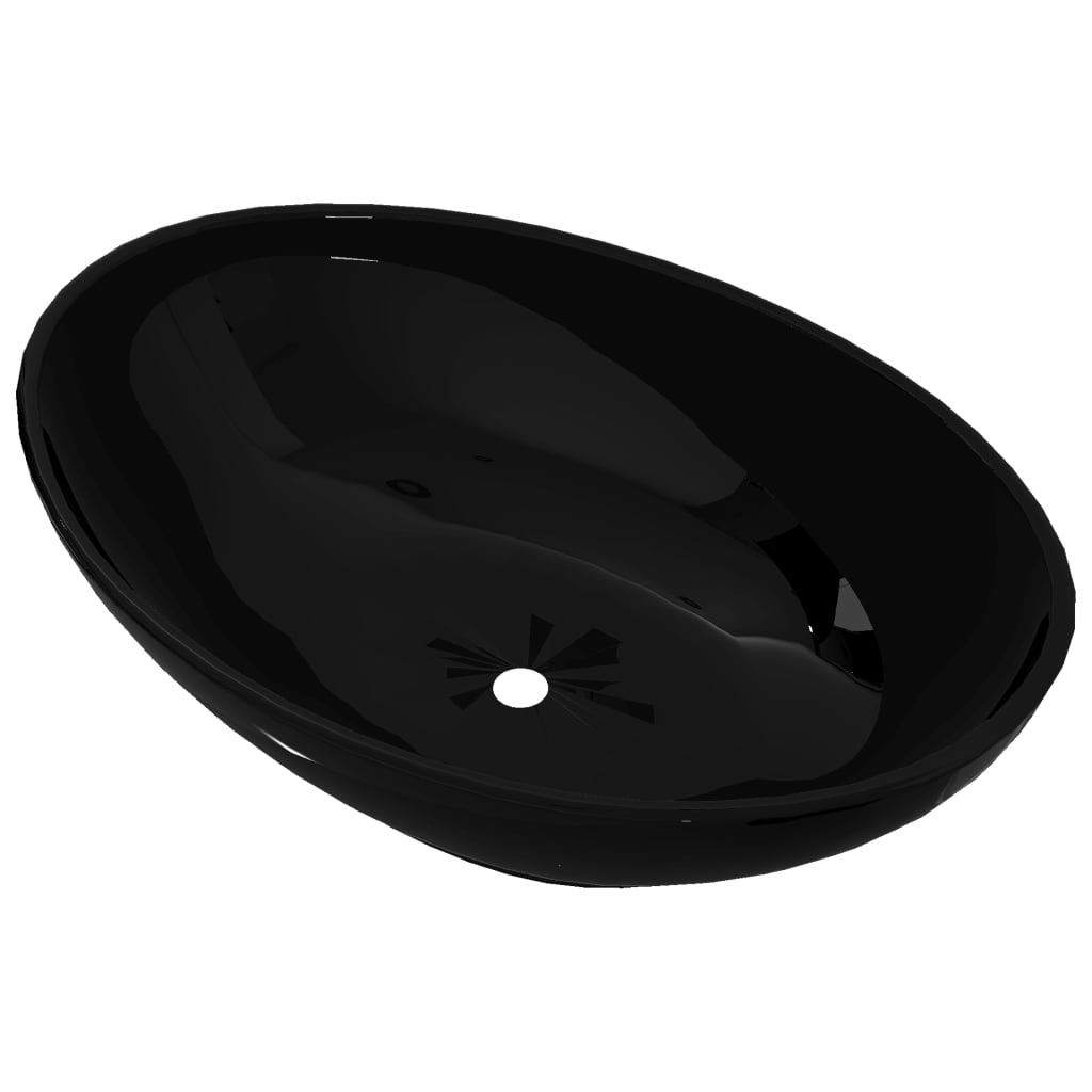 vidaXL Oval Wash Basin 40x33 cm Ceramic White