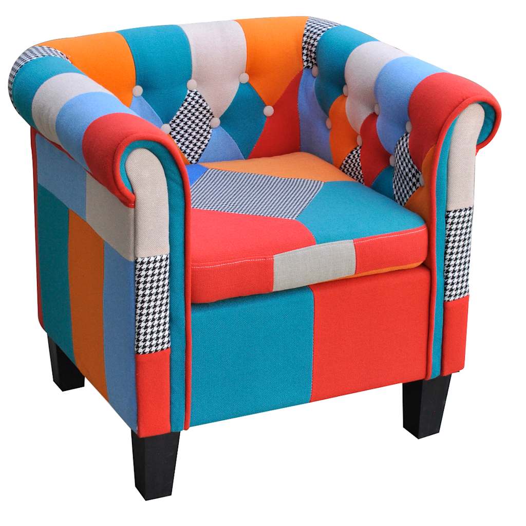 vidaXL Armchair with patchwork fabric multicolour