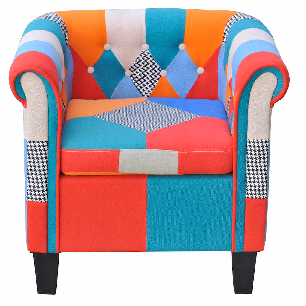 vidaXL Armchair with patchwork fabric multicolour