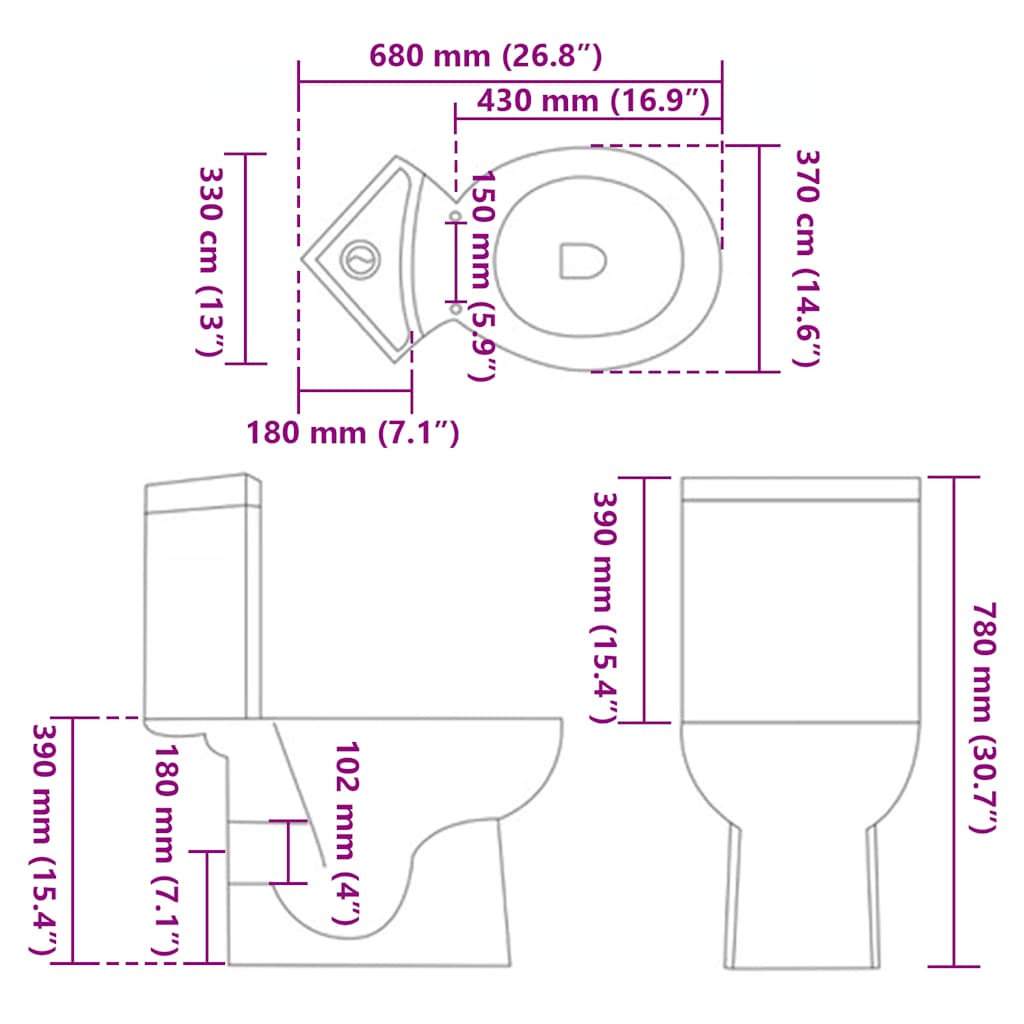 vidaXL Corner Toilet Ceramic White