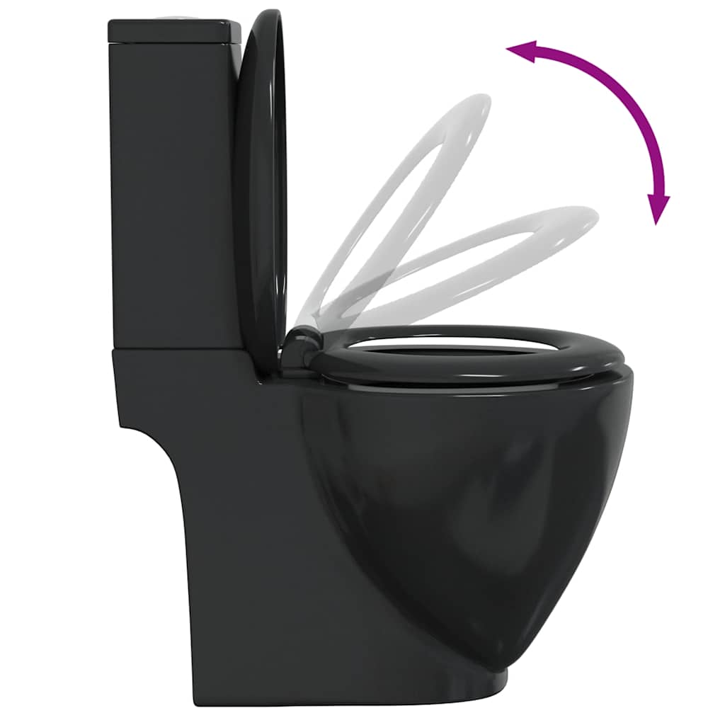 vidaXL Toilet round with bottom outlet ceramic black