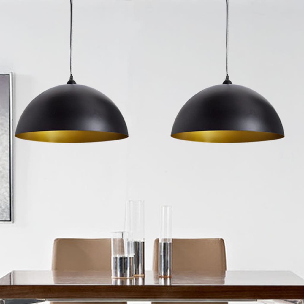 vidaXL Ceiling Lamps 2 pcs Height Adjustable Hemispherical Black