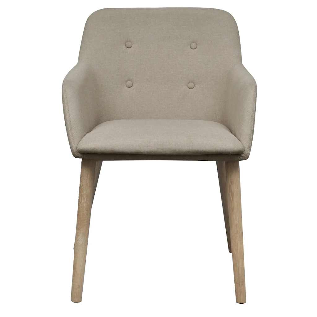vidaXL Dining Chairs 2 pcs Fabric and Solid Oak Wood Beige