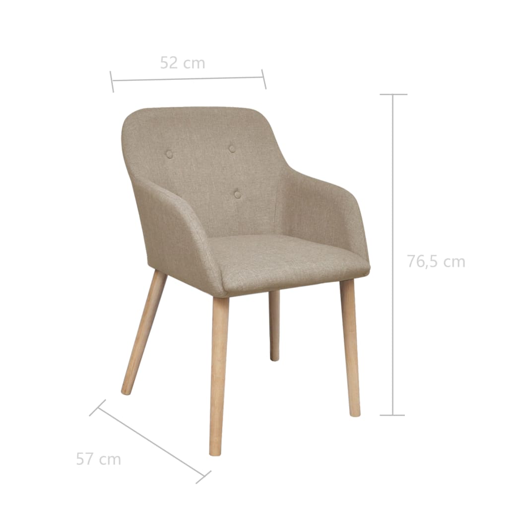 vidaXL Dining Chairs 2 pcs Fabric and Solid Oak Wood Beige