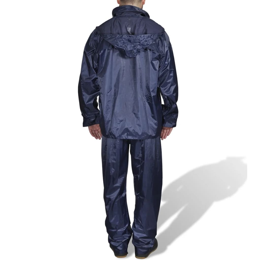 Rain suit 2-piece with hood (men / navy blue / size L)