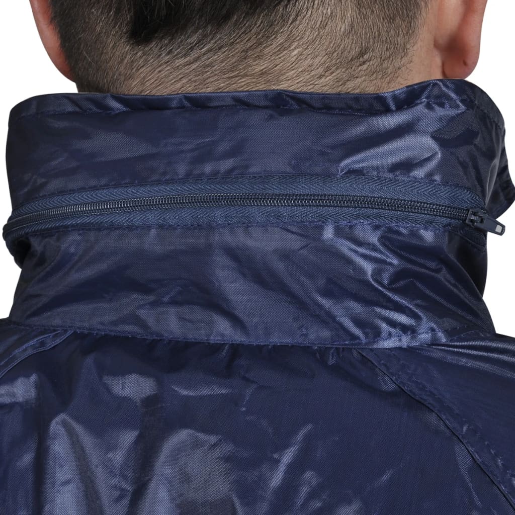 Rain suit 2-piece with hood (men / navy blue / size L)
