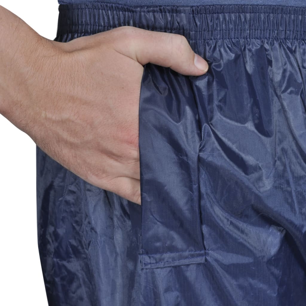 Rain suit 2-piece with hood (men / navy blue / size L)