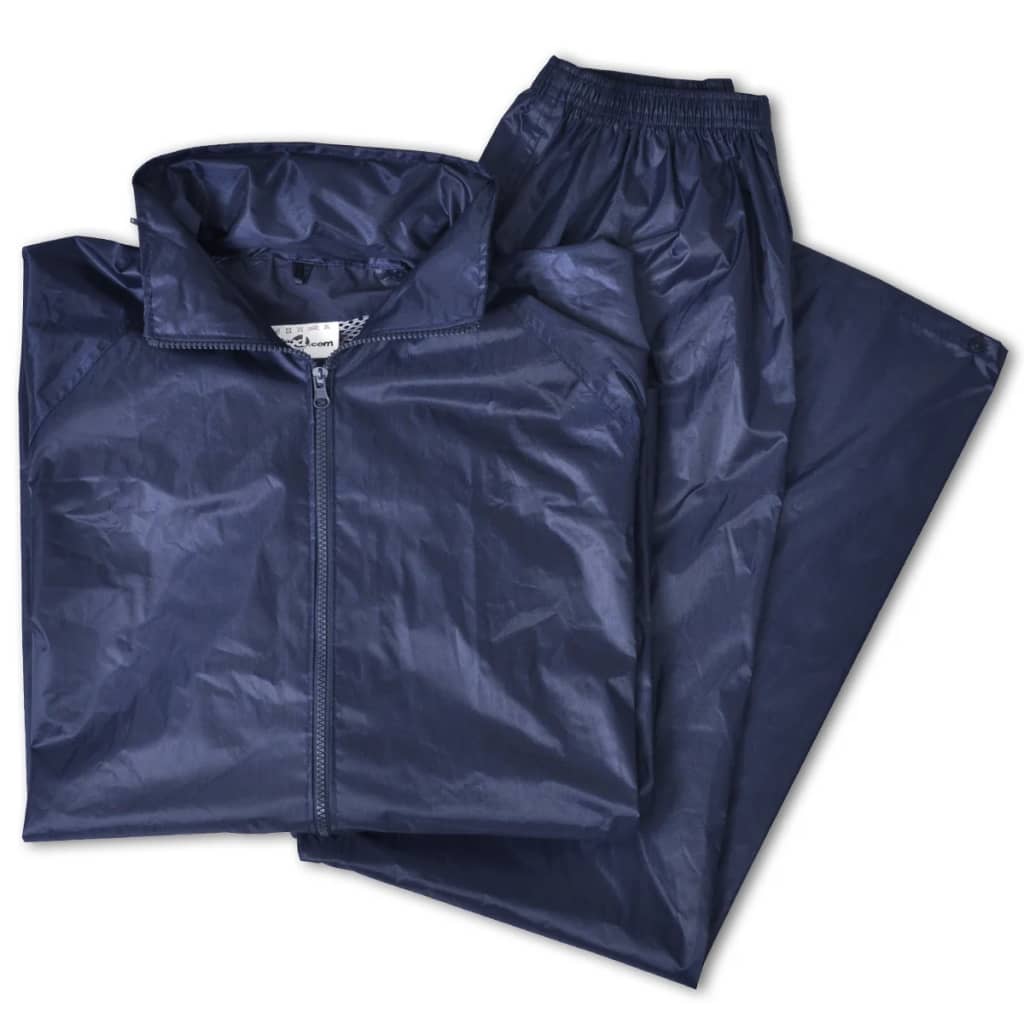 Rain suit 2-piece with hood (men / navy blue / size L)