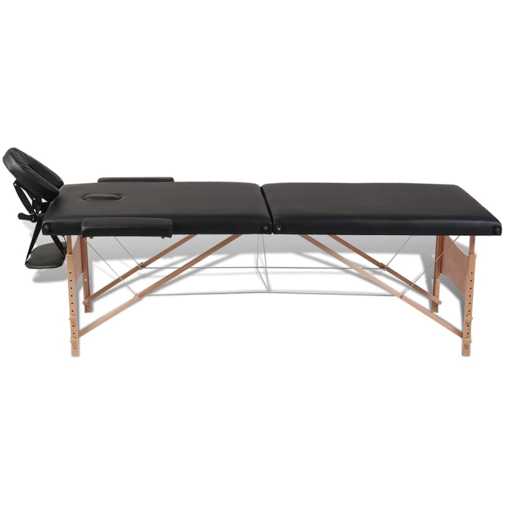 vidaXL Inklapbare massagetafel 2 zones met houten frame (blauw)