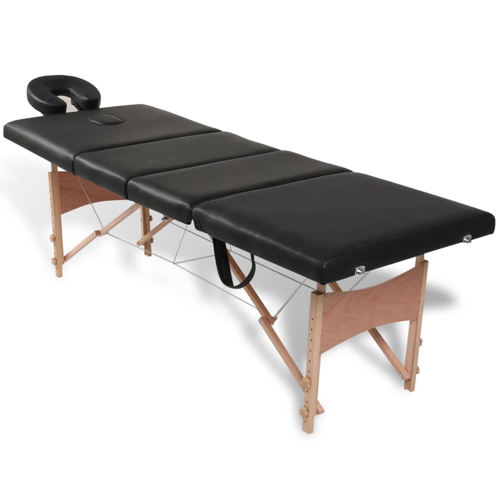 vidaXL Inklapbare massagetafel 4 zones met houten frame (blauw)