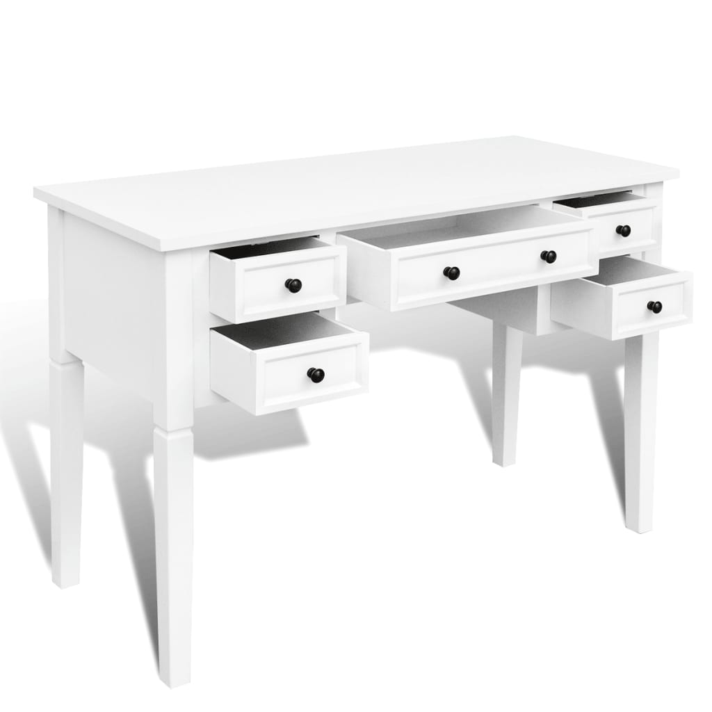 vidaXL Schrijftafel met 5 lades wit