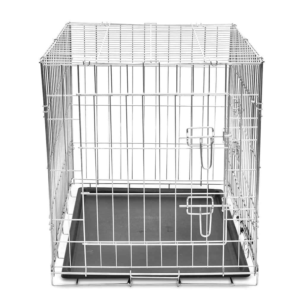 vidaXL Foldable Dog Crate M Metal