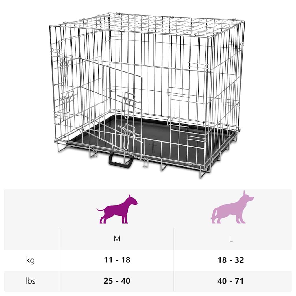 vidaXL Foldable Dog Crate M Metal