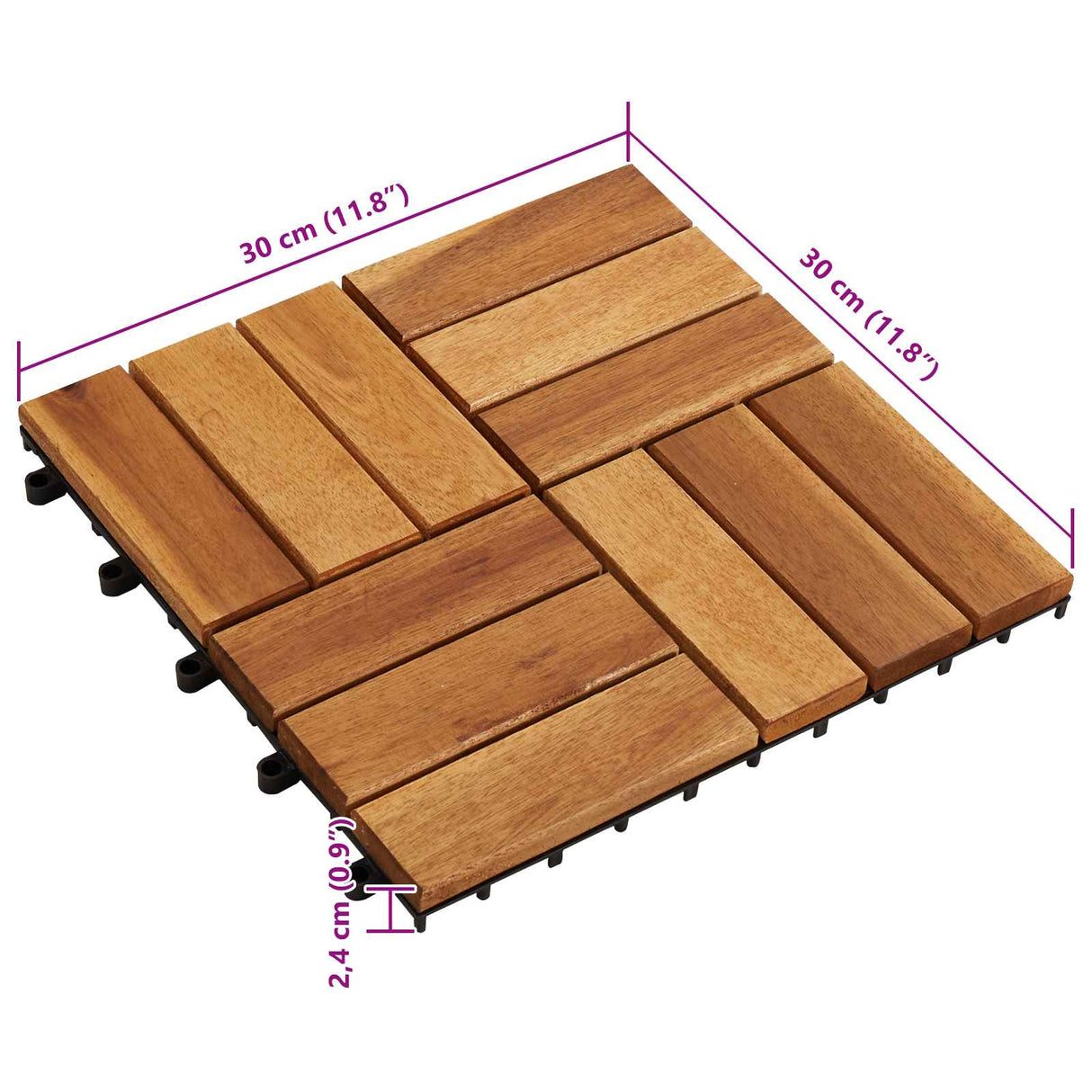 vidaXL Terras Tegel 10 pcs Bruin 30 x 30 cm Acaciahout