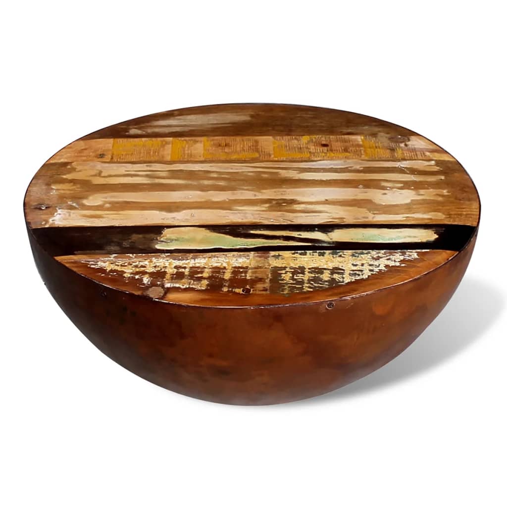 vidaXL Coffee Table Bowl Shaped with Steel Frame Recycled Wood