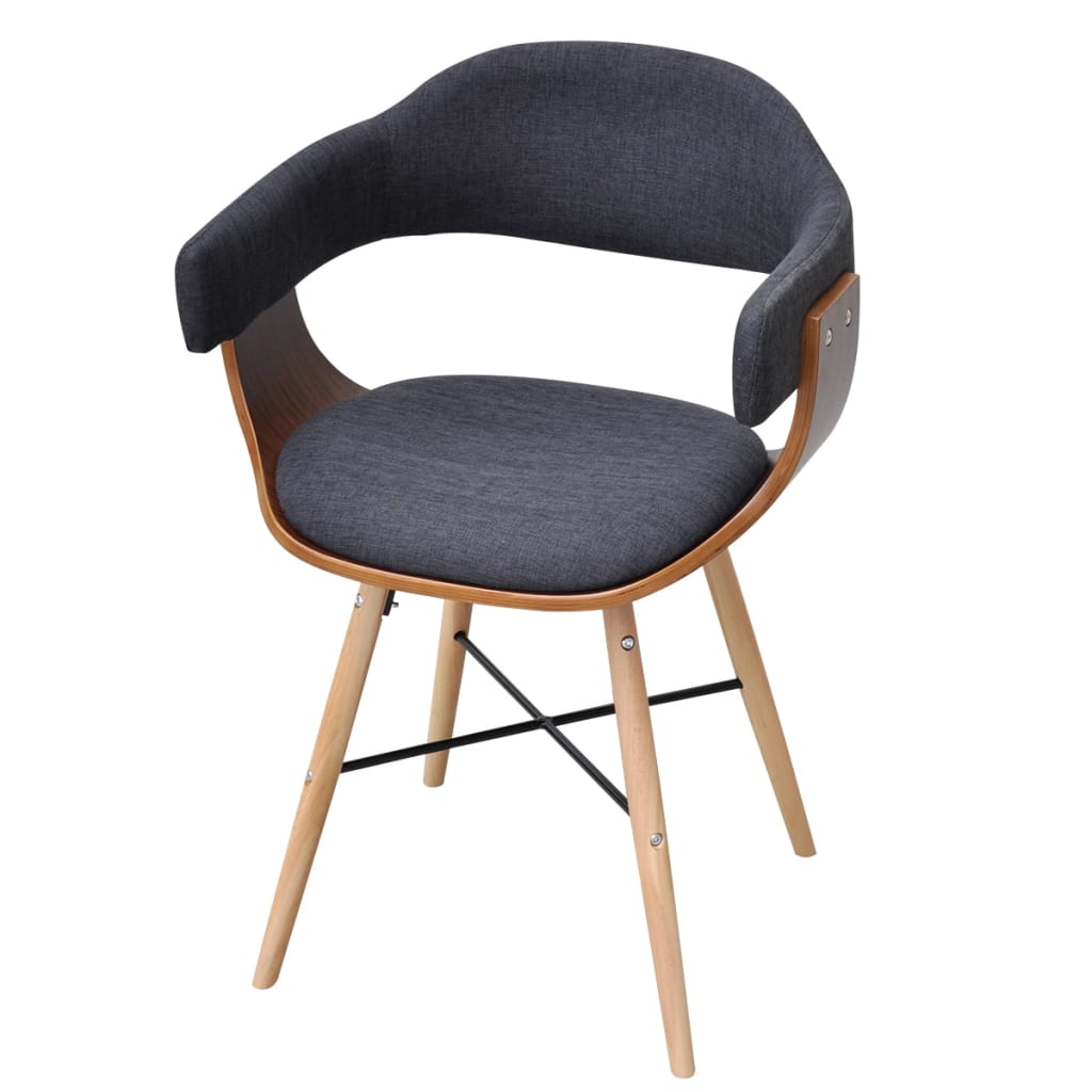 vidaXL Dining Chairs 2 pcs Bent Wood and Fabric Dark Grey