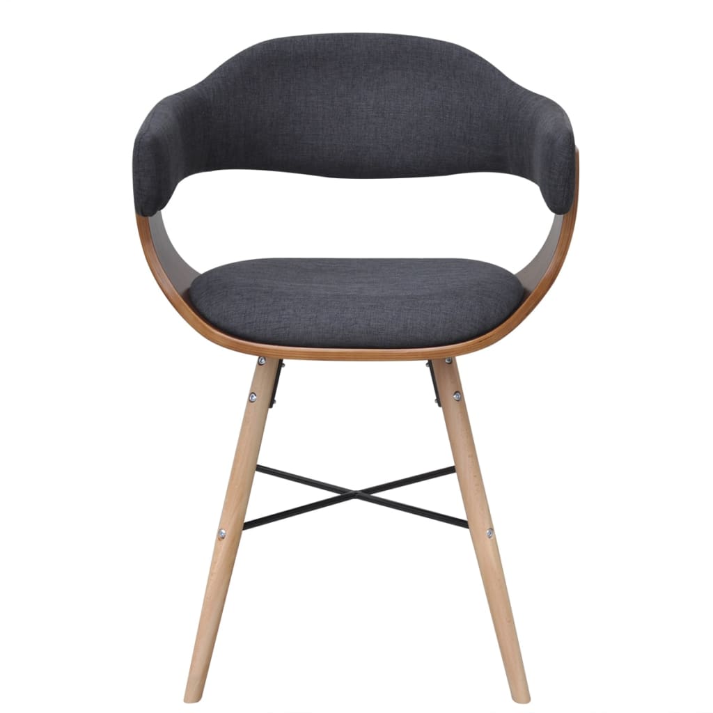 vidaXL Dining Chairs 2 pcs Bent Wood and Fabric Dark Grey