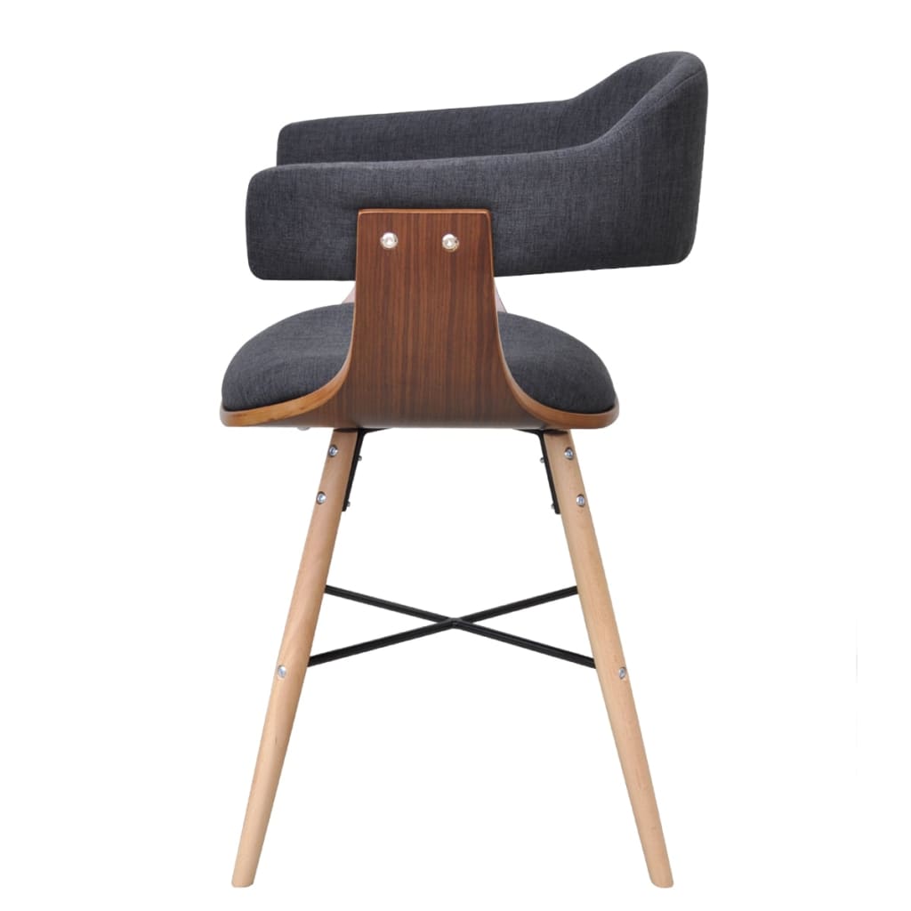 vidaXL Dining Chairs 2 pcs Bent Wood and Fabric Dark Grey