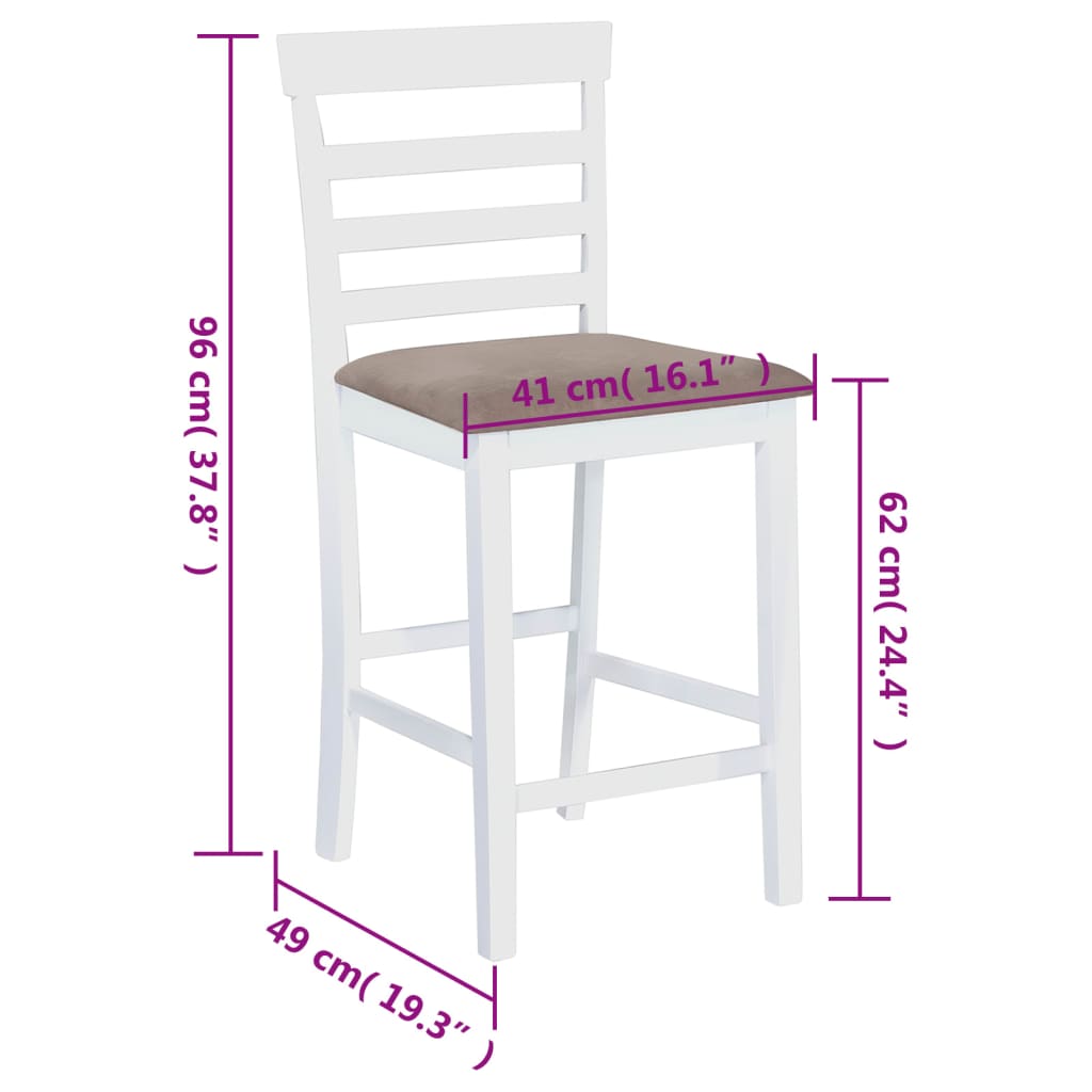 vidaXL Bar Stools 2 pcs Fabric White