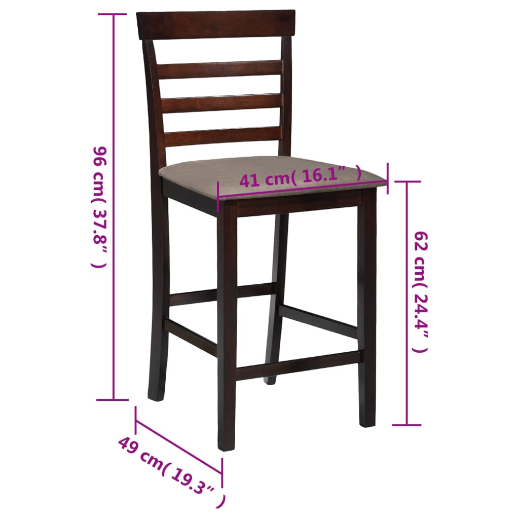 vidaXL Bar Stools 2 pcs Fabric Brown