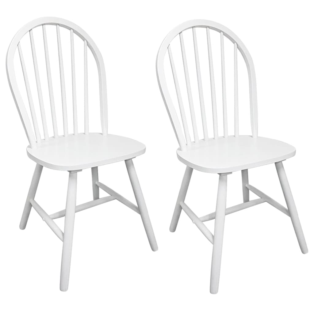 vidaXL Dining Chairs 2 pcs Solid Rubberwood White