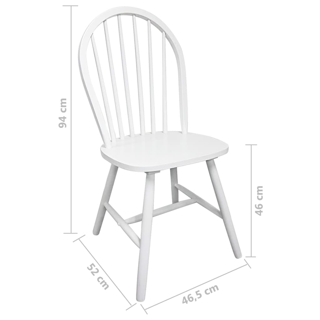vidaXL Dining Chairs 2 pcs Solid Rubberwood White