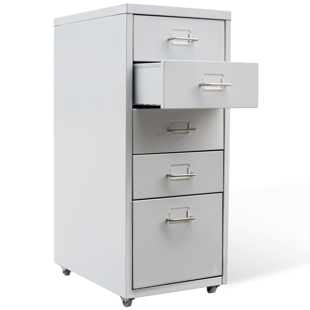 vidaXL Archiefkast met 5 lades 68,5 cm staal grijs