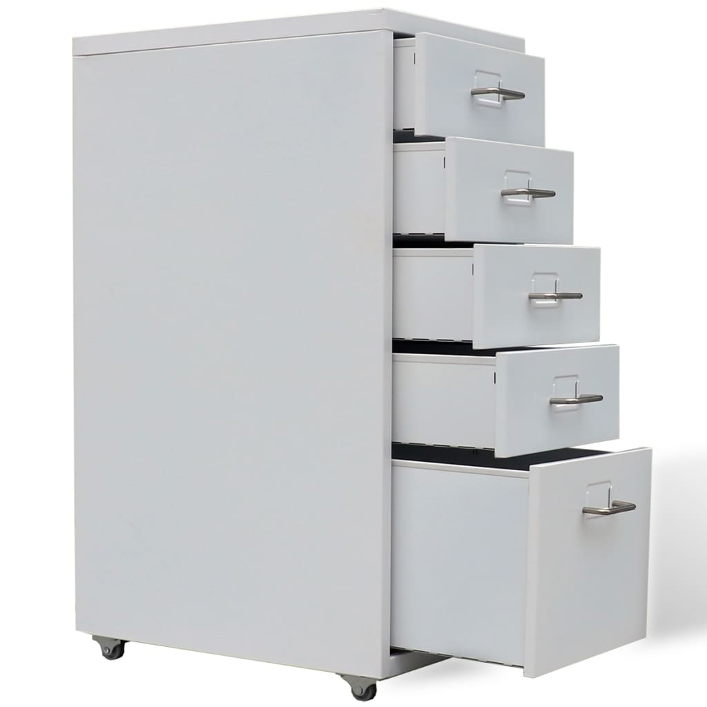 vidaXL Archiefkast met 5 lades 68,5 cm staal grijs