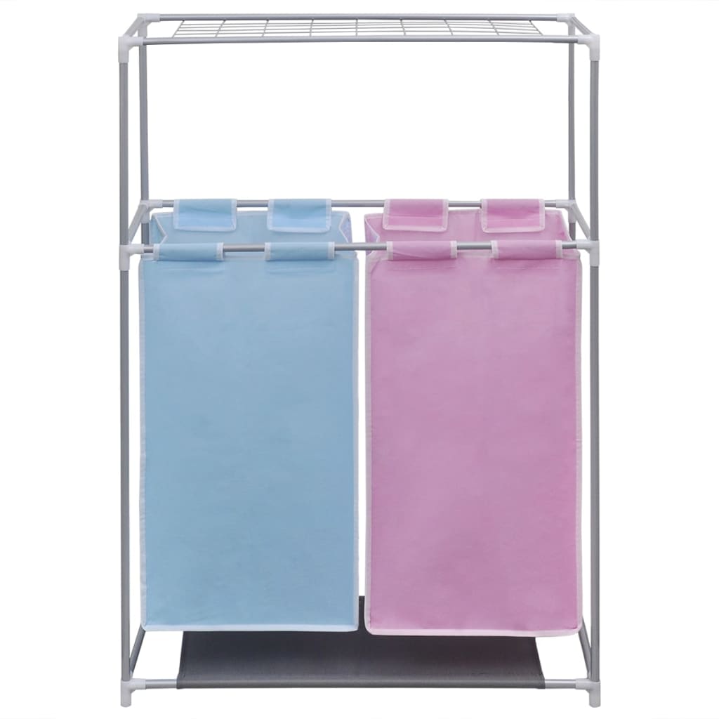 vidaXL Laundry Sorter 2-Compartment with Top Shelf for Drying