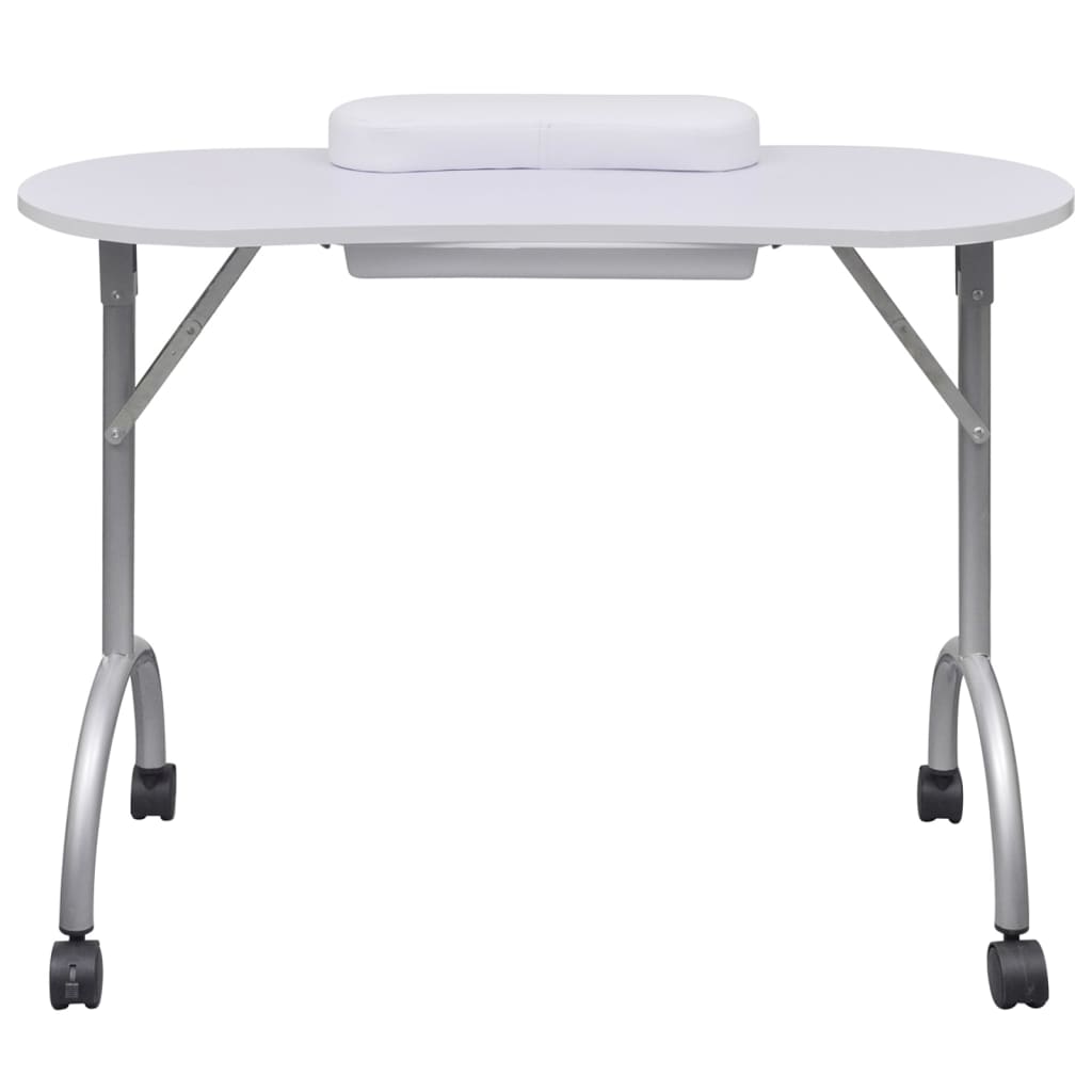 vidaXL Manicure Table Foldable with Wheels Black