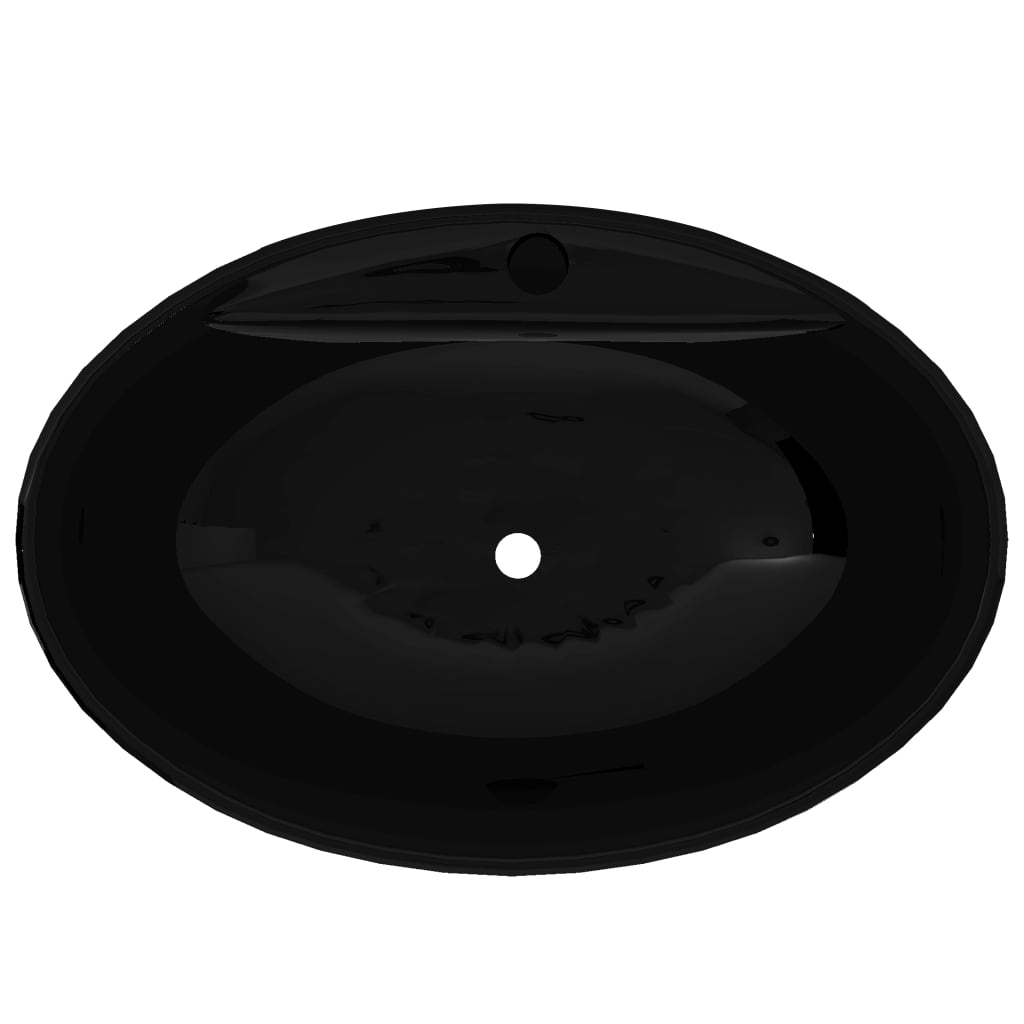 vidaXL Luxury Oval Ceramic Wash Basin with Overflow and Tap Hole