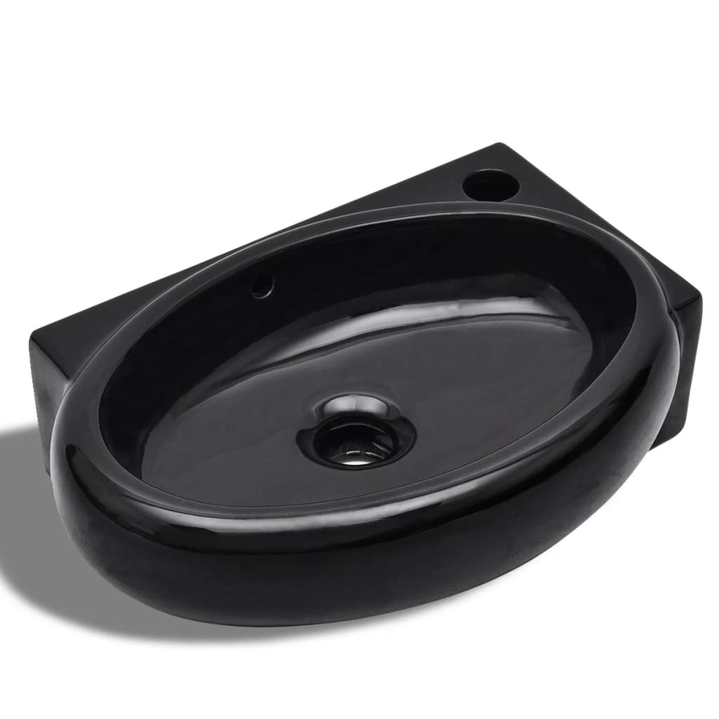 vidaXL Sink with Faucet Hole and Overflow Ceramic White