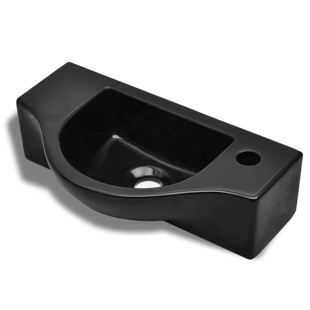 vidaXL Wash Basin with Faucet Hole White Ceramic