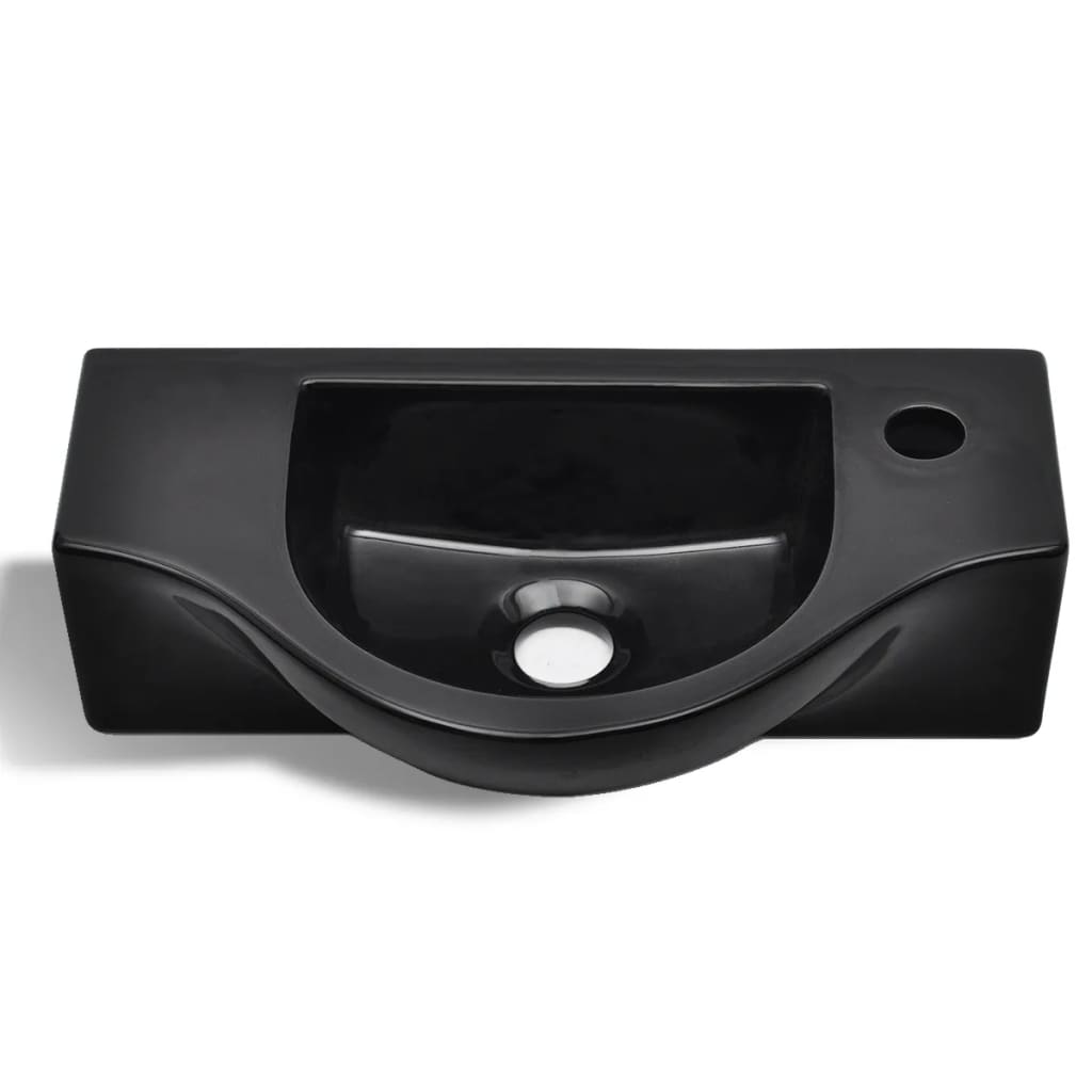 vidaXL Wash Basin with Faucet Hole White Ceramic