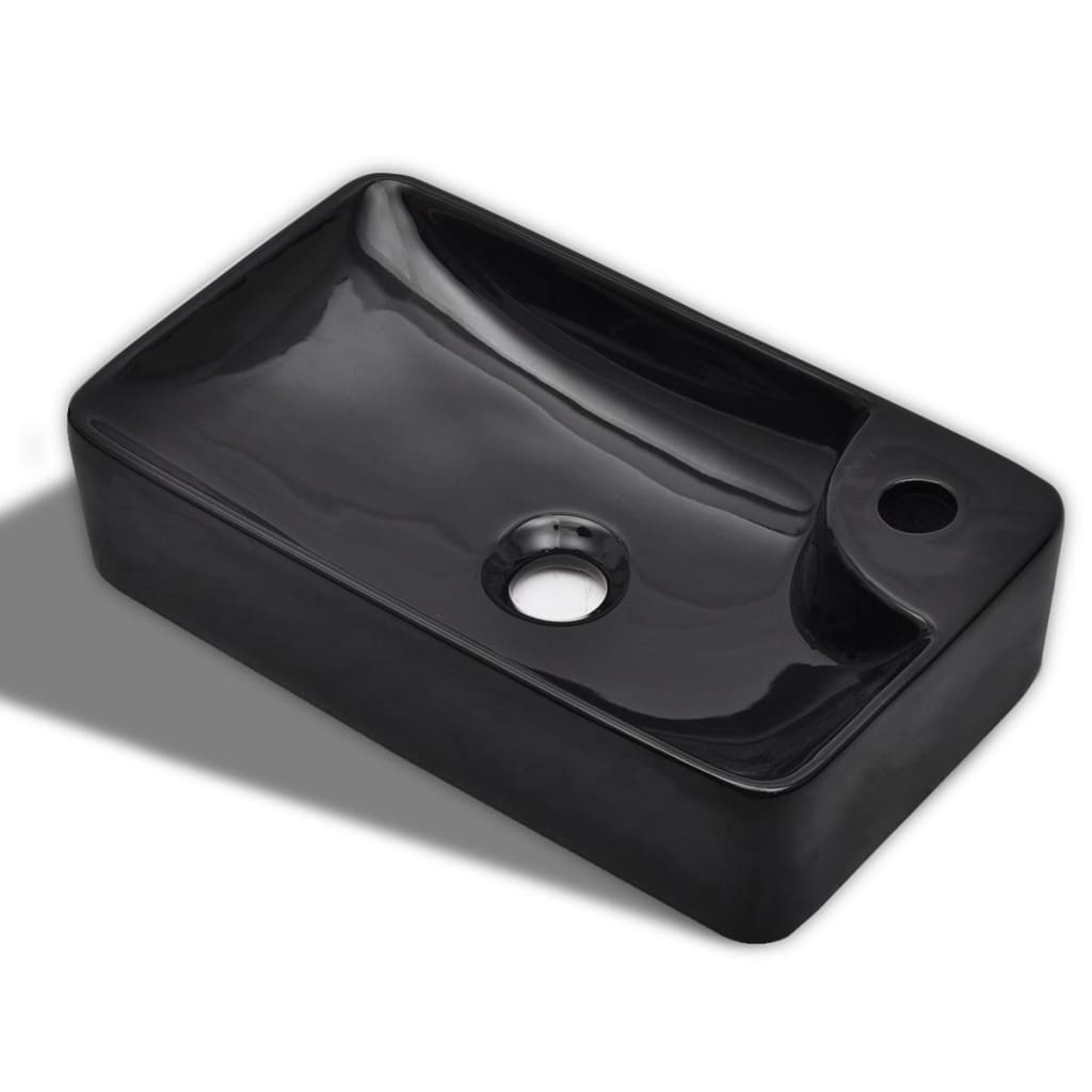 Sink with tap hole, ceramic, white