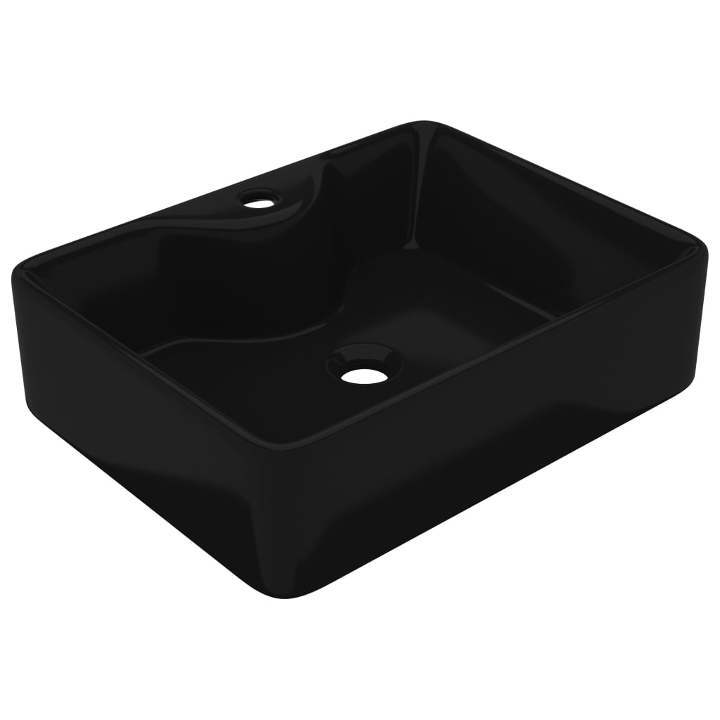 vidaXL Square Ceramic Sink with Faucet Hole White