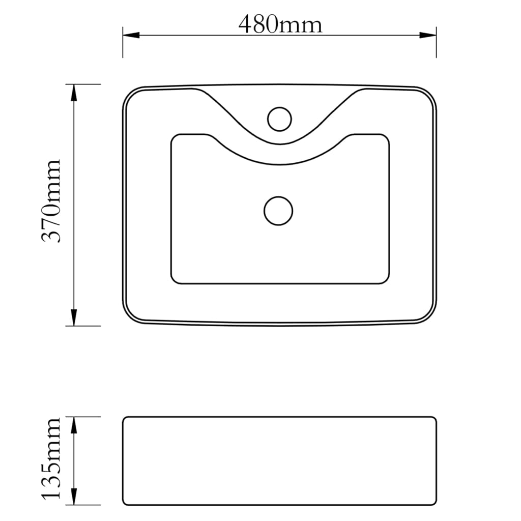 vidaXL Square Ceramic Sink with Faucet Hole White