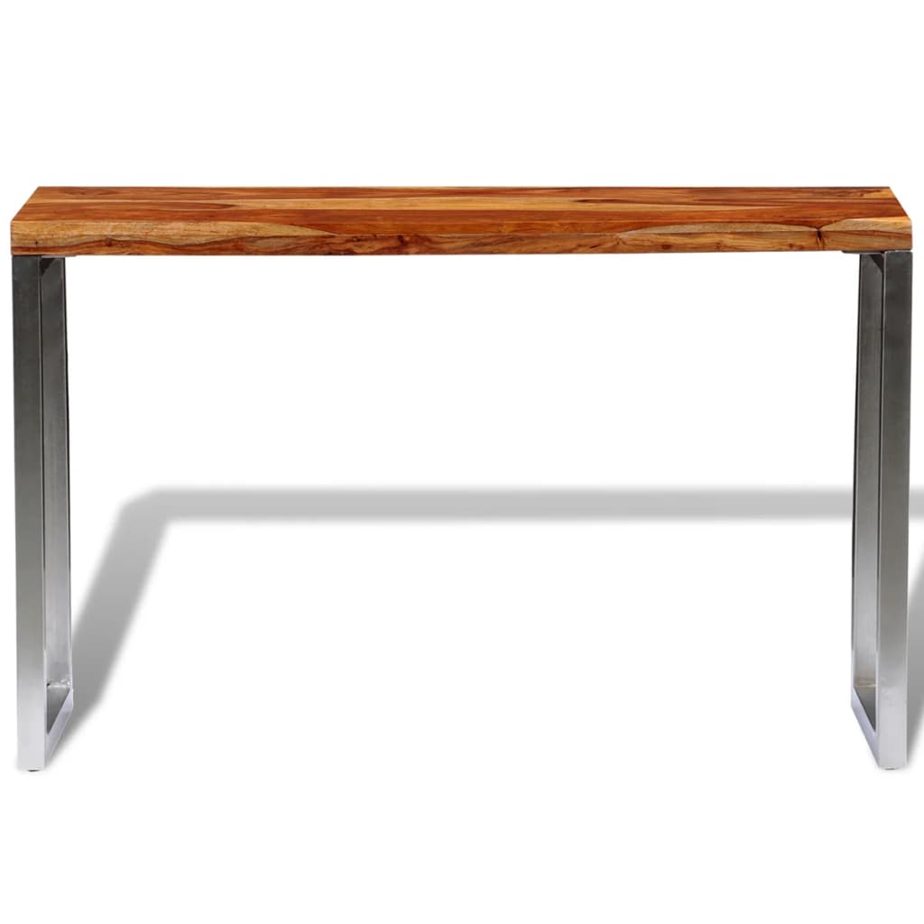 vidaXL Wandtafel met stalen poten massief hout