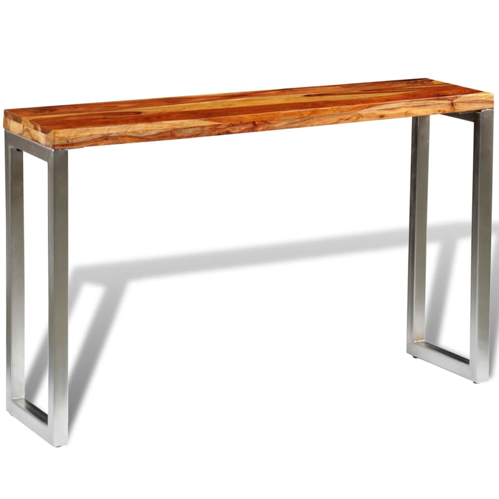 vidaXL Wandtafel met stalen poten massief hout
