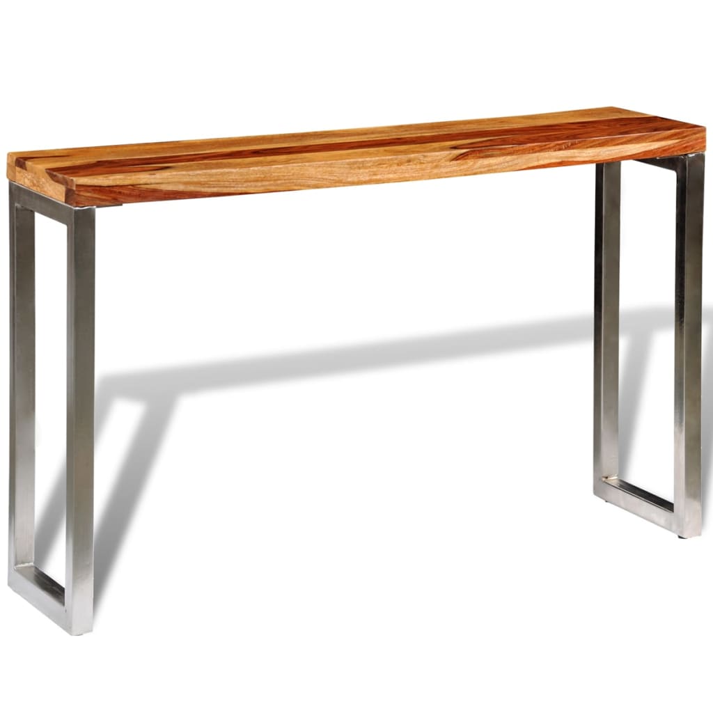 vidaXL Wandtafel met stalen poten massief hout