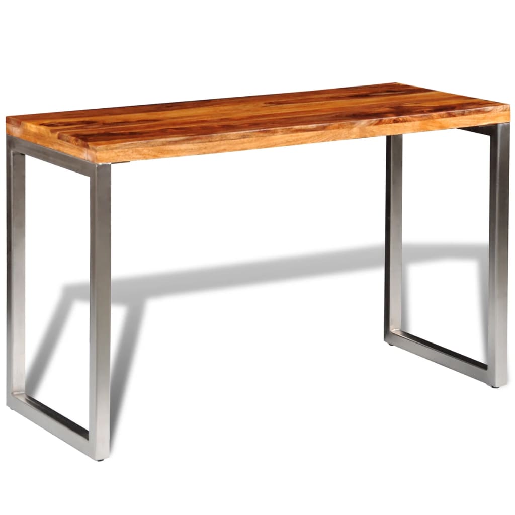 vidaXL Dining Table/Desk with Steel Legs Solid Wood