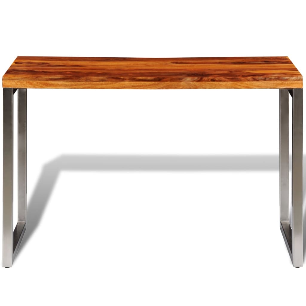 vidaXL Dining Table/Desk with Steel Legs Solid Wood