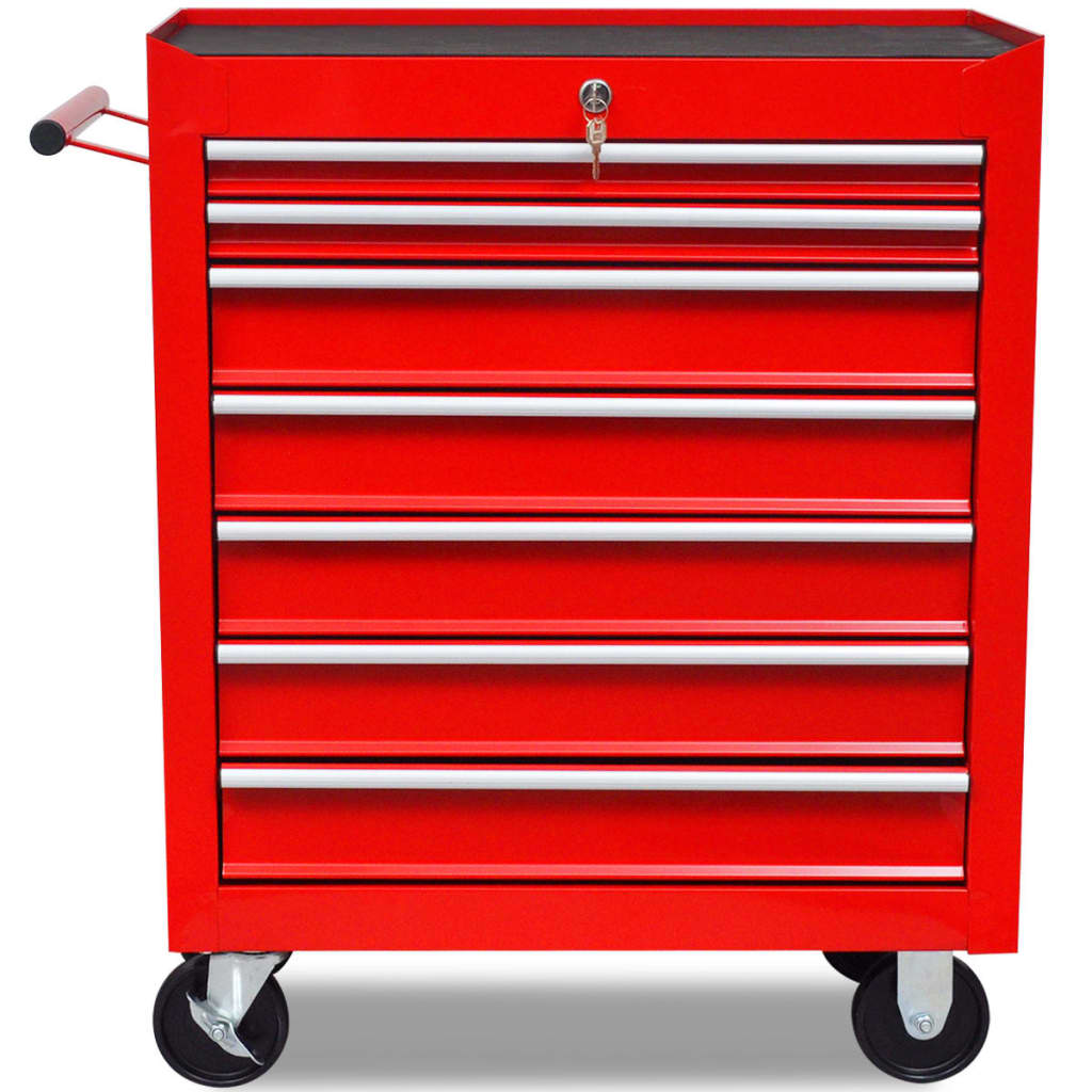 vidaXL Tool Trolley 5 Drawers Red