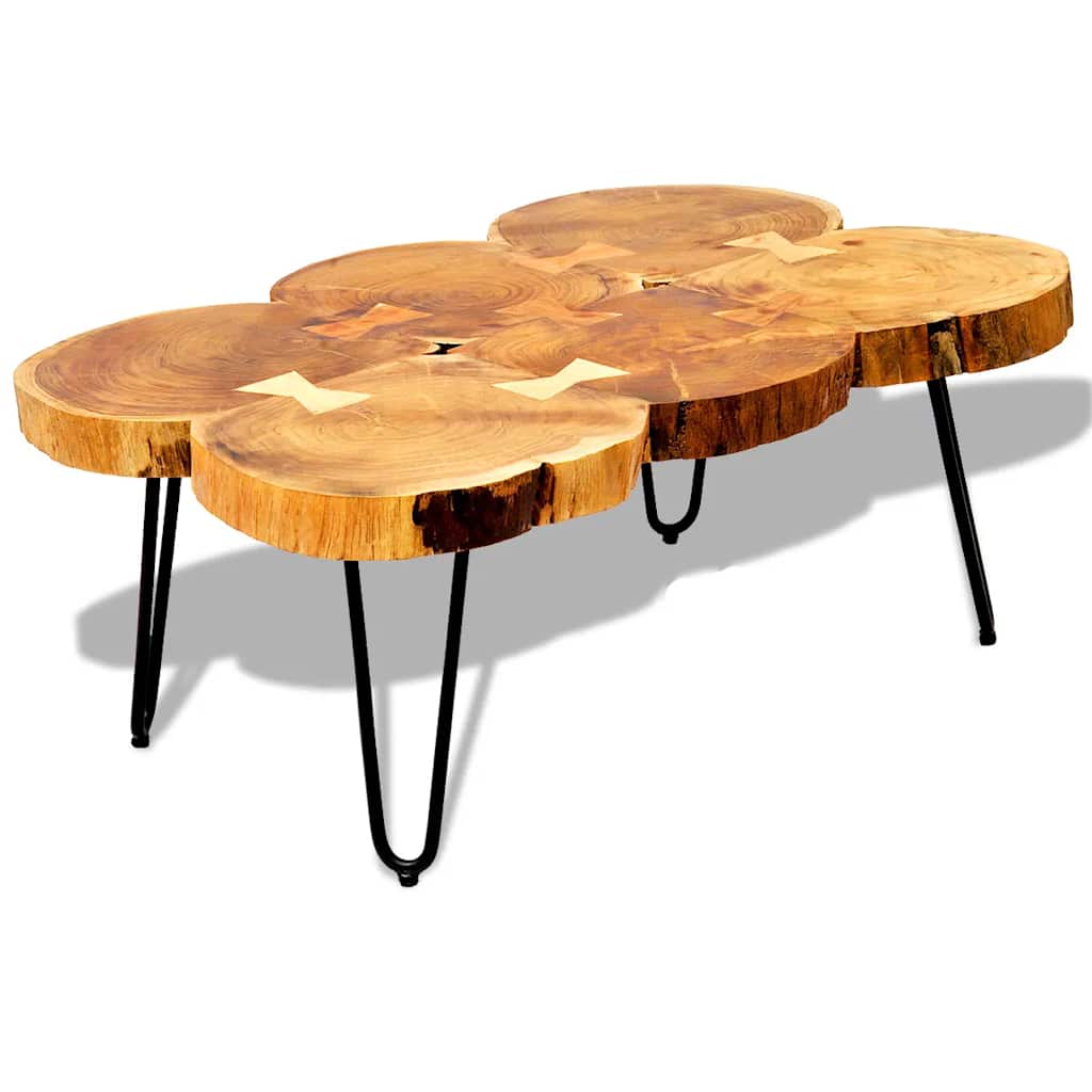 vidaXL Table de salon avec 6 perches 35 cm massif acaciahout